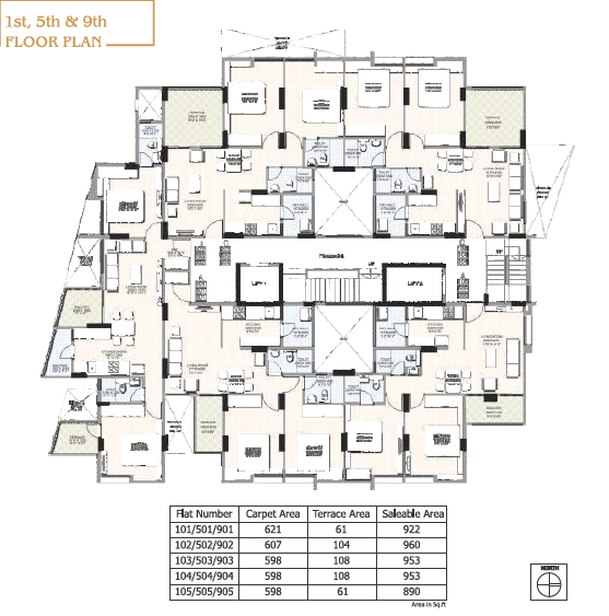 922 Sq.Ft. 2 BHK Semi Furnished Residential Apartment @ 57.16 Lac for Sale in Balewadi, 