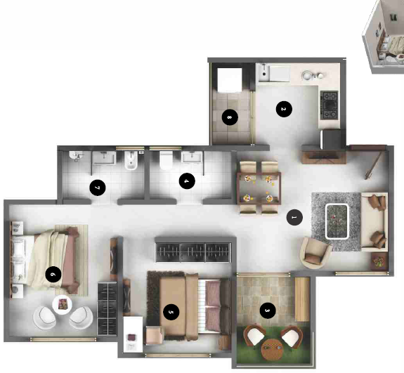 872 Sq.Ft. 2 BHK Semi Furnished Residential Apartment @ 47.08 Lac for Sale in Hinjewadi, 